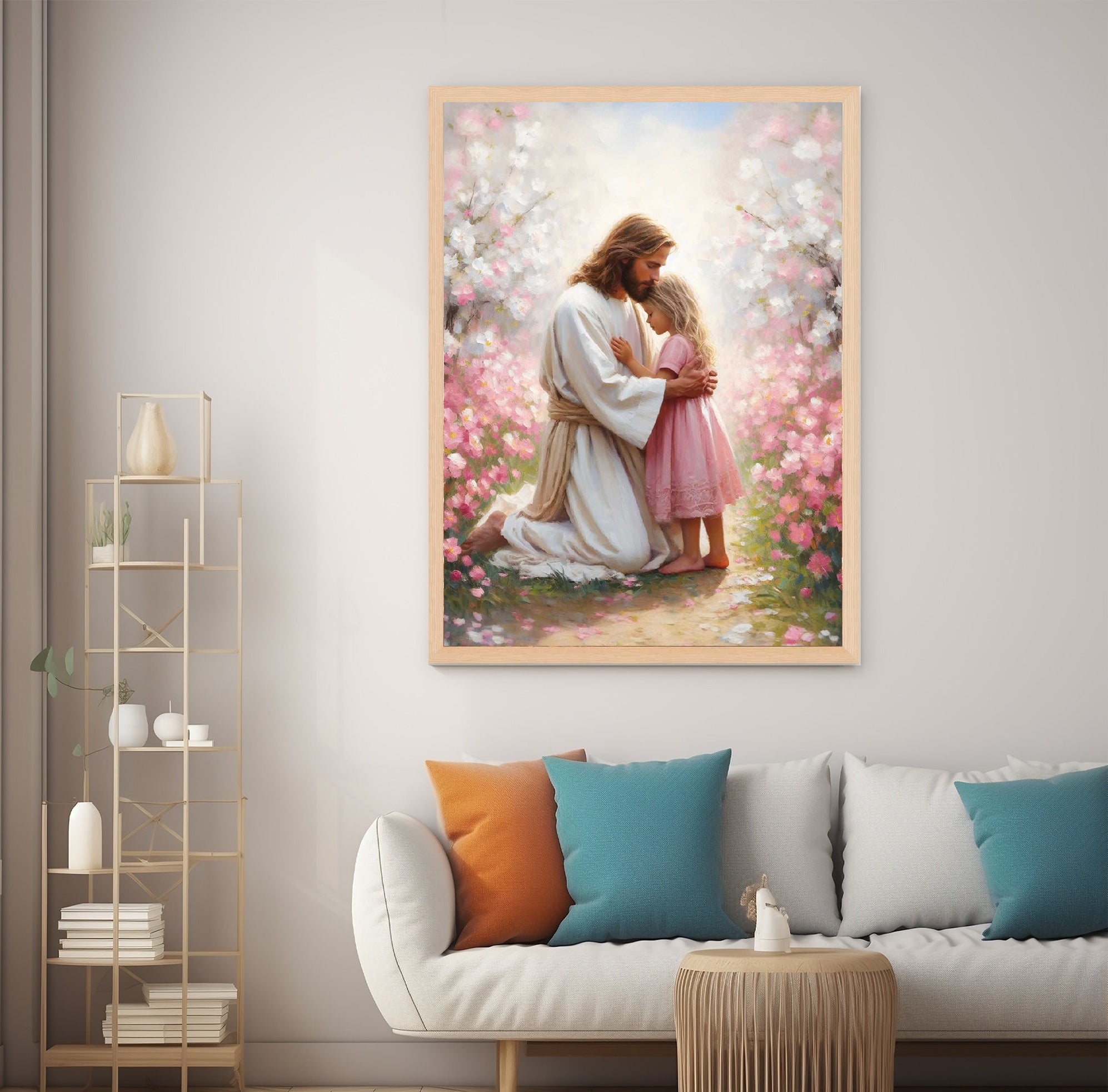 Jesus Loves You Poster, Christian Poster, Jesus and Girl, Jesus Poster, Jesus and Children, Christian Kids Poster